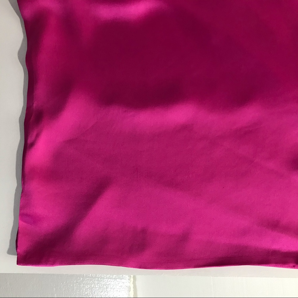 NWT $295 Silk Robert Rodriquez Hot Pink Cold Shoulder Top Barbie Pink - Picture 8 of 13